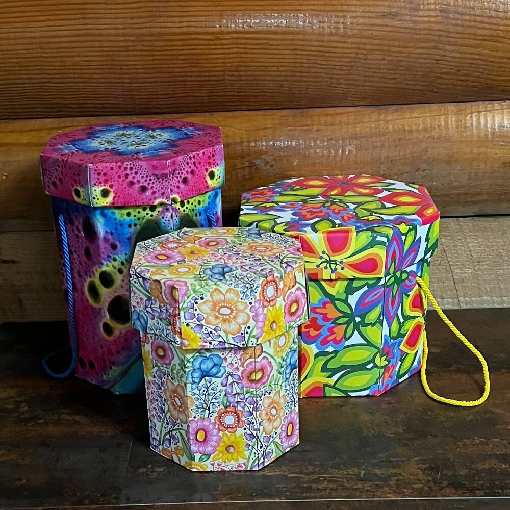 3 Empty Octagonal LUSH Gift Boxes for Reuse, Storage, Display or Collecting